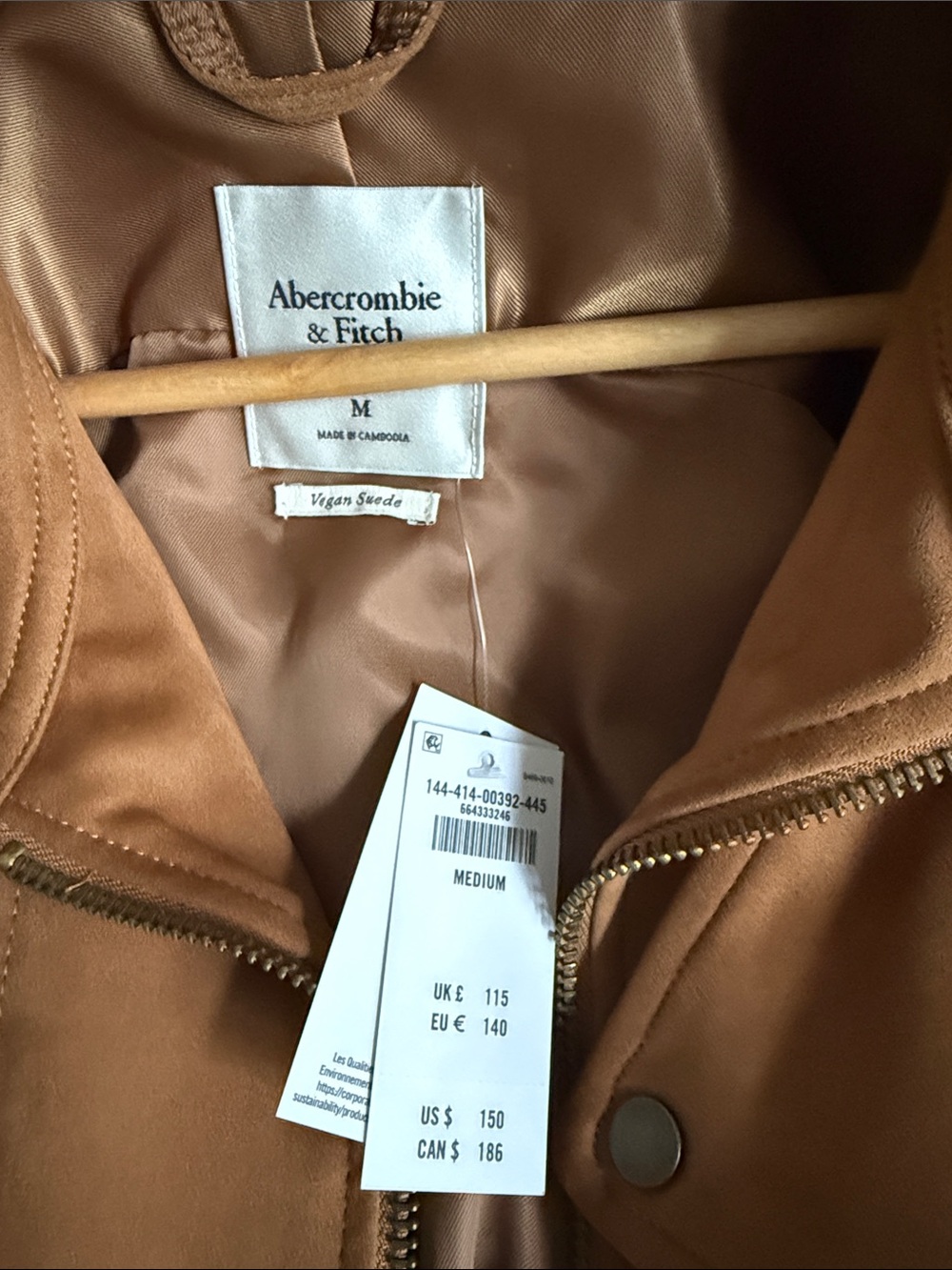 Abercrombie & Fitch Women's Cognac Bomber Jacket - Picture 3 of 7